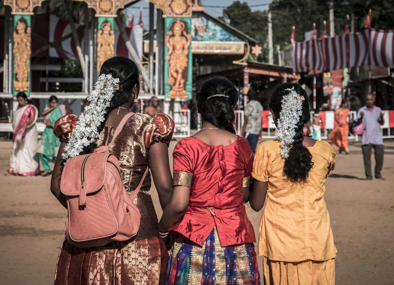 Traditional festival procession at a Hindu temple in Jaffna, Sri Lanka